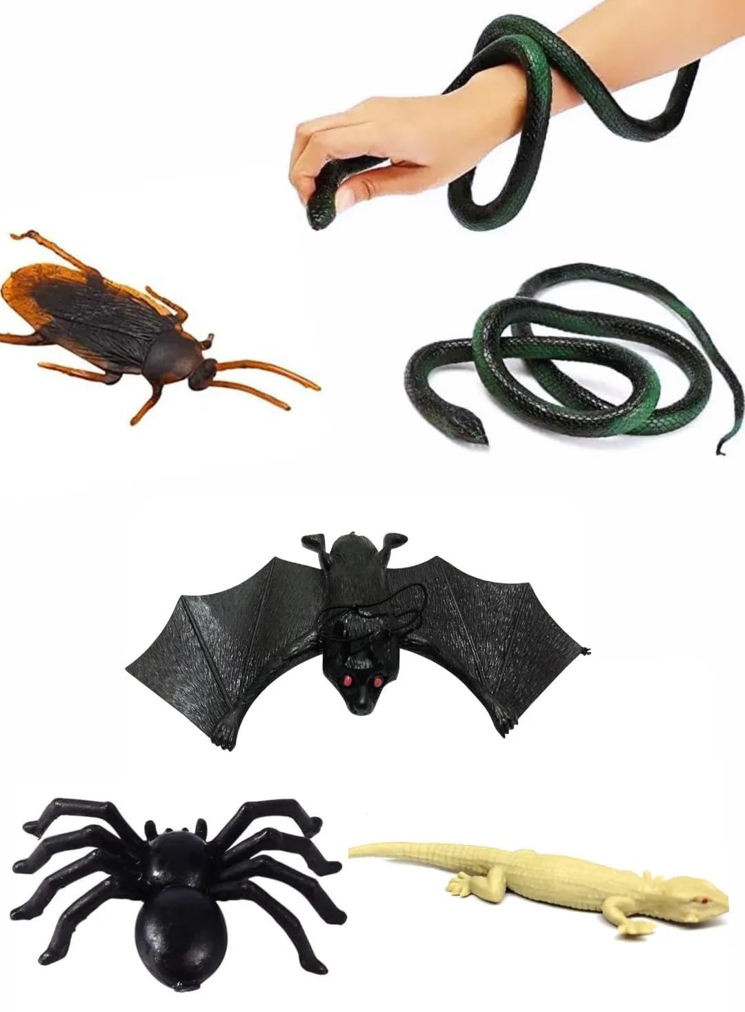 Girlyz Attire Set Of 5 Realistic Toy Fun Prank Toys With Realistic Look For Fun With Kids And Adults (Prank Reptiles) Halloween (Cockroach, Lizard, Bat, Snake And Spider) - Multicolor (B0CXMTZKDB) Amazon Price History, Amazon Price Tracker