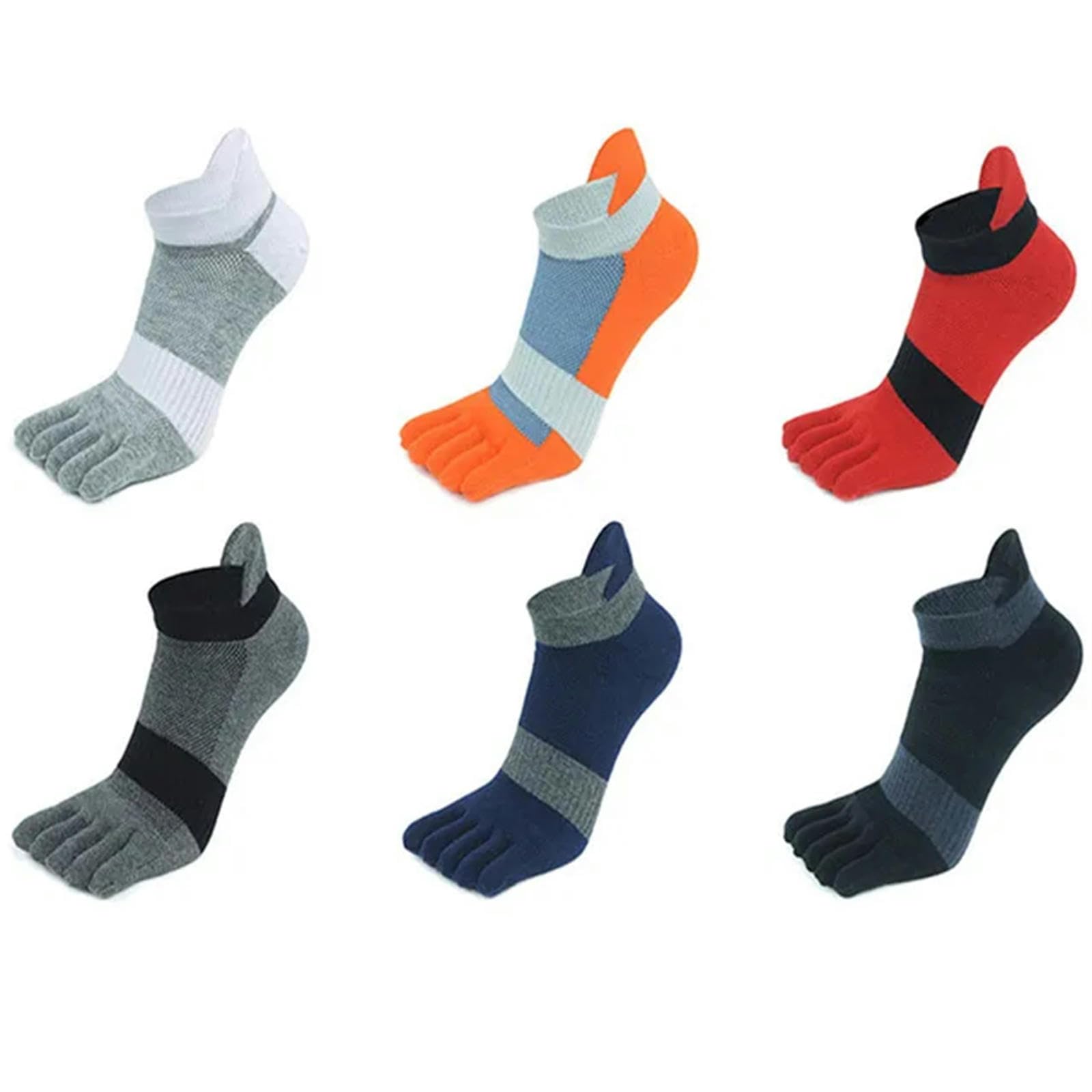 Calzini 5 Coppie Calzini da Uomo A Cinque Dita Grandi Calze da Mash di Cotone A Maglia Corta Traspirante-Colori Casuali 5Pari-Io 43-47