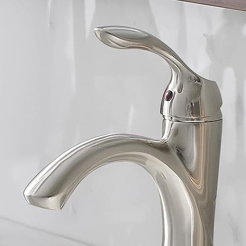 Miniatura 8 de BWE Grifo de baño de níquel cepillado, mango único, un agujero con conjunto de drenaje desplegable con líneas de desbordamiento y suministro,