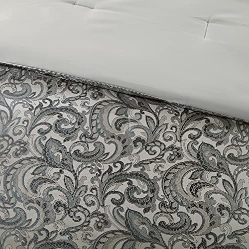 Madison Park 24 Piece Faux Silk Paisley Queen Comforter Set with Matching Curtains, Down Alternative Hypoallergenic - Teal, Queen (90 in x 90 in) - Image 10