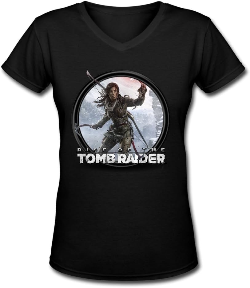Emoute Women's Rise Of The Tomb Raider V-neck T-shirts XL Black
