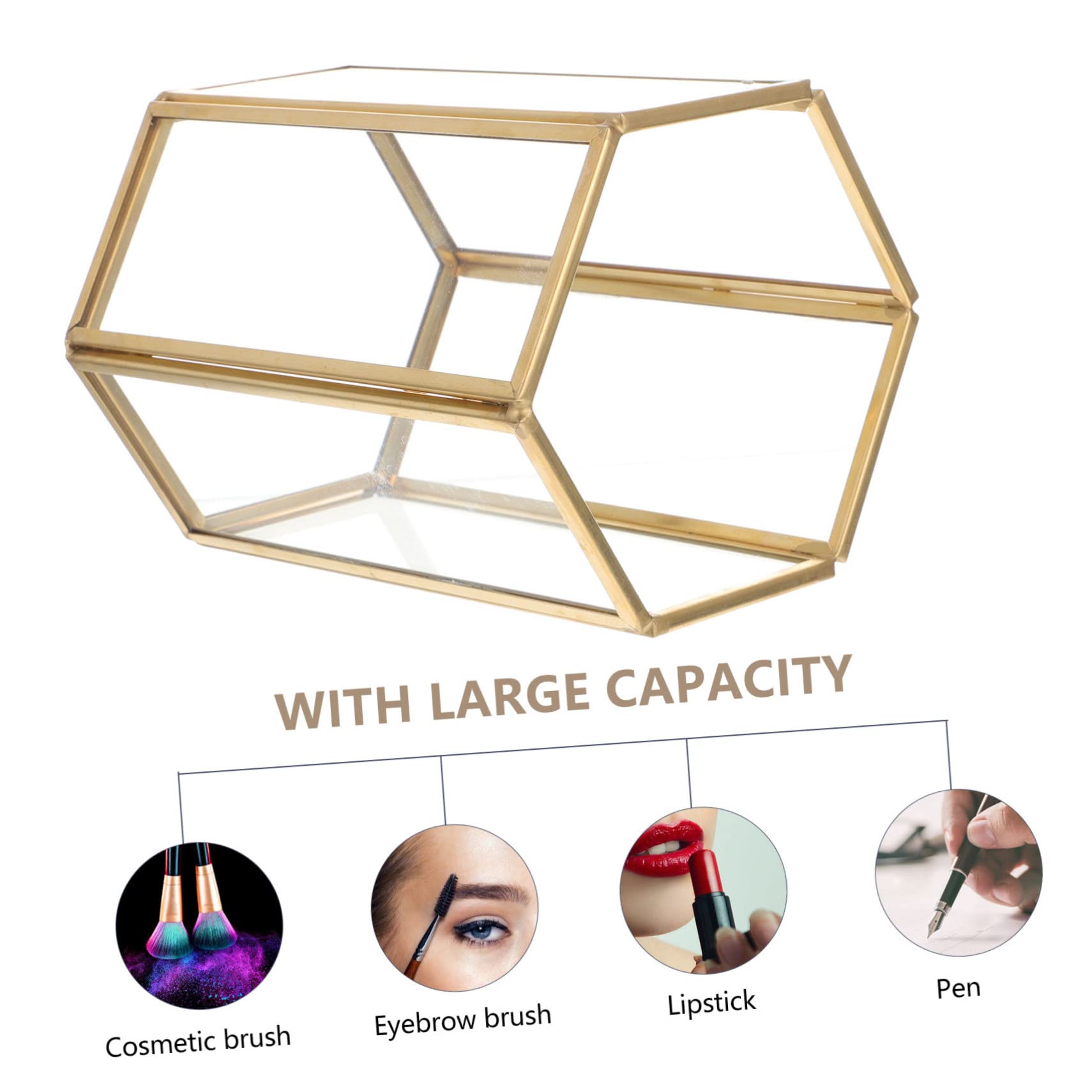 FOMIYES Porta Capacità Rinforzato per Pennelli Organizzare Materiale in e Vetro Trasparente Grande Trucco Cosmetici su Scrivania in Casa