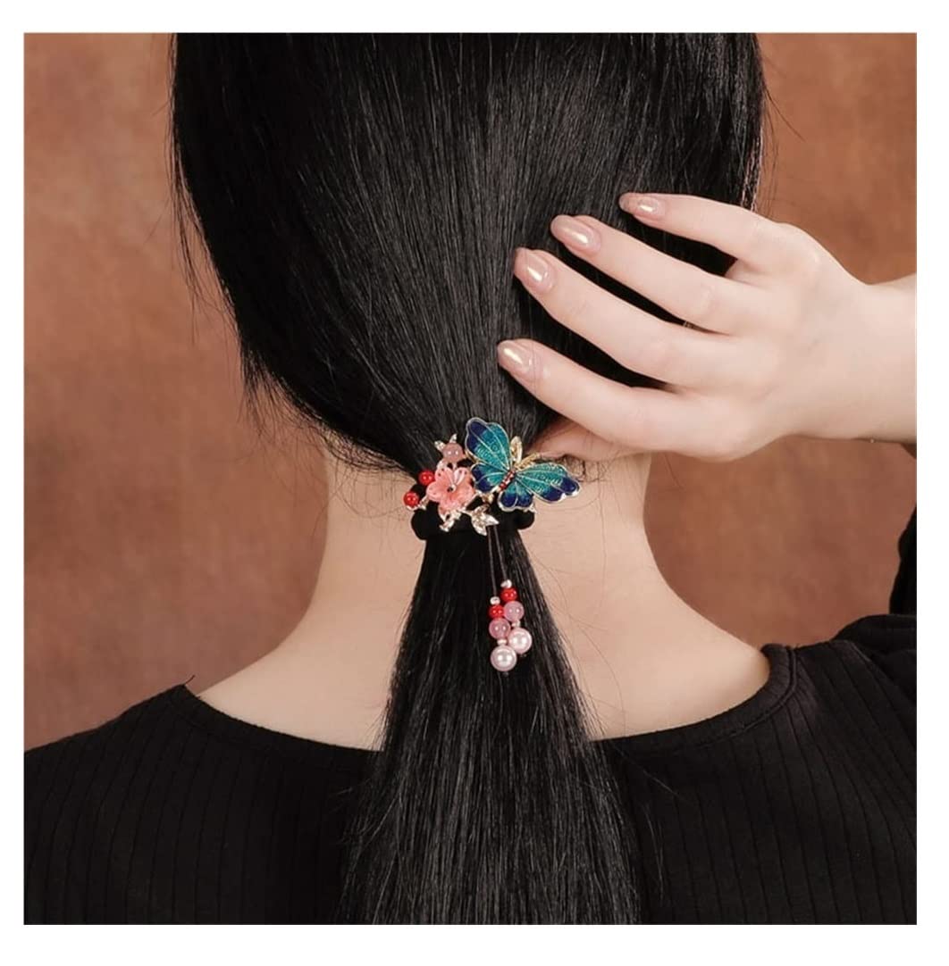 Scrunchies Per Capelli Elastici Per Capelli Porta Cavallo Farfalla Fiore Di Pesco Cravatte A Treccia Per Donne Ragazze Elastici Per Coda Di Cavallo