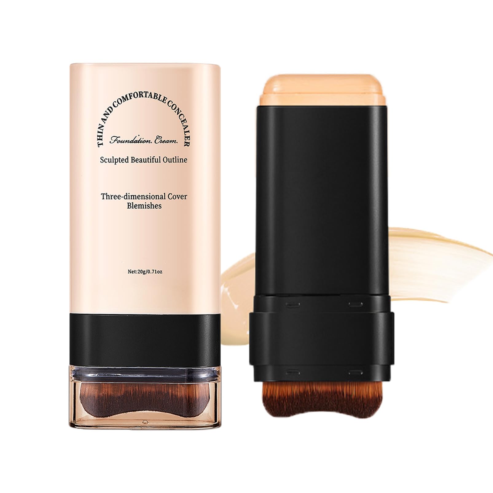 Full Coverage Foundation Stick, Mehrzweck Foundation Stick, Cream Foundation Makeup mit Pinsel, Double Head Longwear Concealer und Contour Stick, Wasserfestes, Matte Makeup Finish (03#Warmbeige)