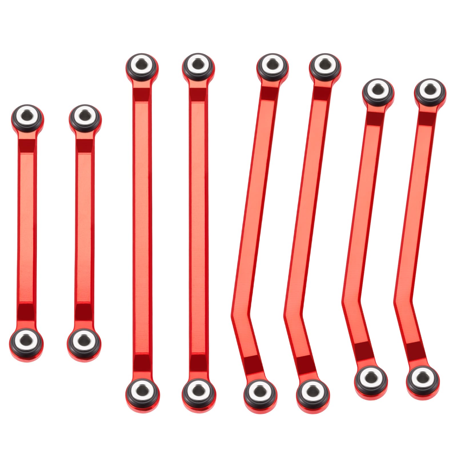 MORFUM Ascent-18 High Clearance Chassis Links Linkage 4 Links Set CNC Aluminum Linkage Set RC Links Linkage Set for Redcat Ascent-18 1/18 RC Crawler Car Upgrades Parts (Red)
