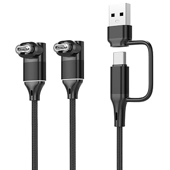 2 in 1 USB C to Garmin Watch Charger Cable 3.3FT 2-Pack,USBA to Garmin Charging Cord for Fenix 8 7 7X 6 Pro Solar,Vivoactive 6 5 4S,Venu 4 3 3S SQ,Forerunner 570/970/965/265/255/165,Epix 2 BLACK