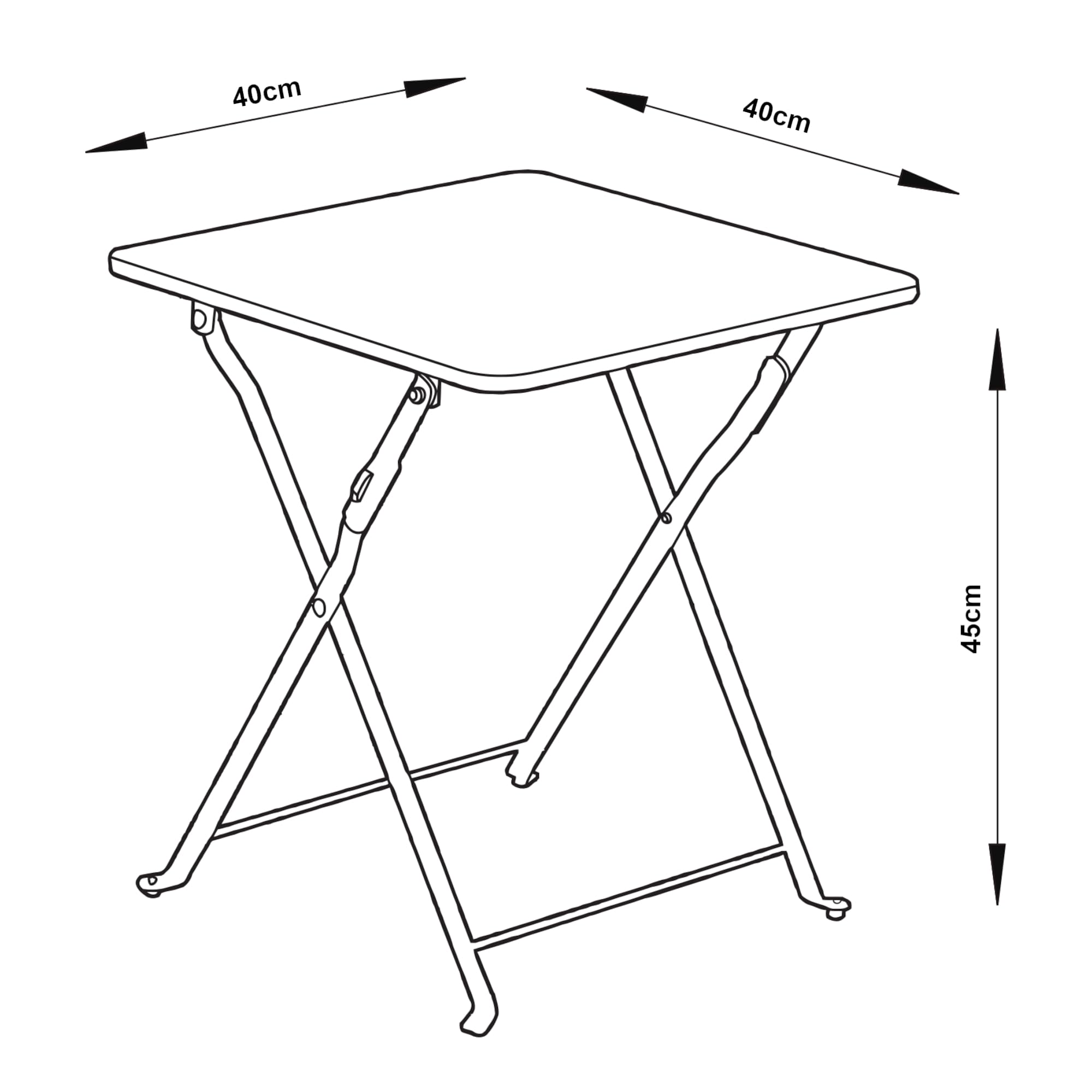 [en.casa] Table de Jardin Pliante Table Basse avec Plateau Carré pour Extérieur Jardin Terrasse Balcon Patio Camping Intérieur Capacité de Charge 15 kg Acier 45 x 40 x 40 cm Blanc