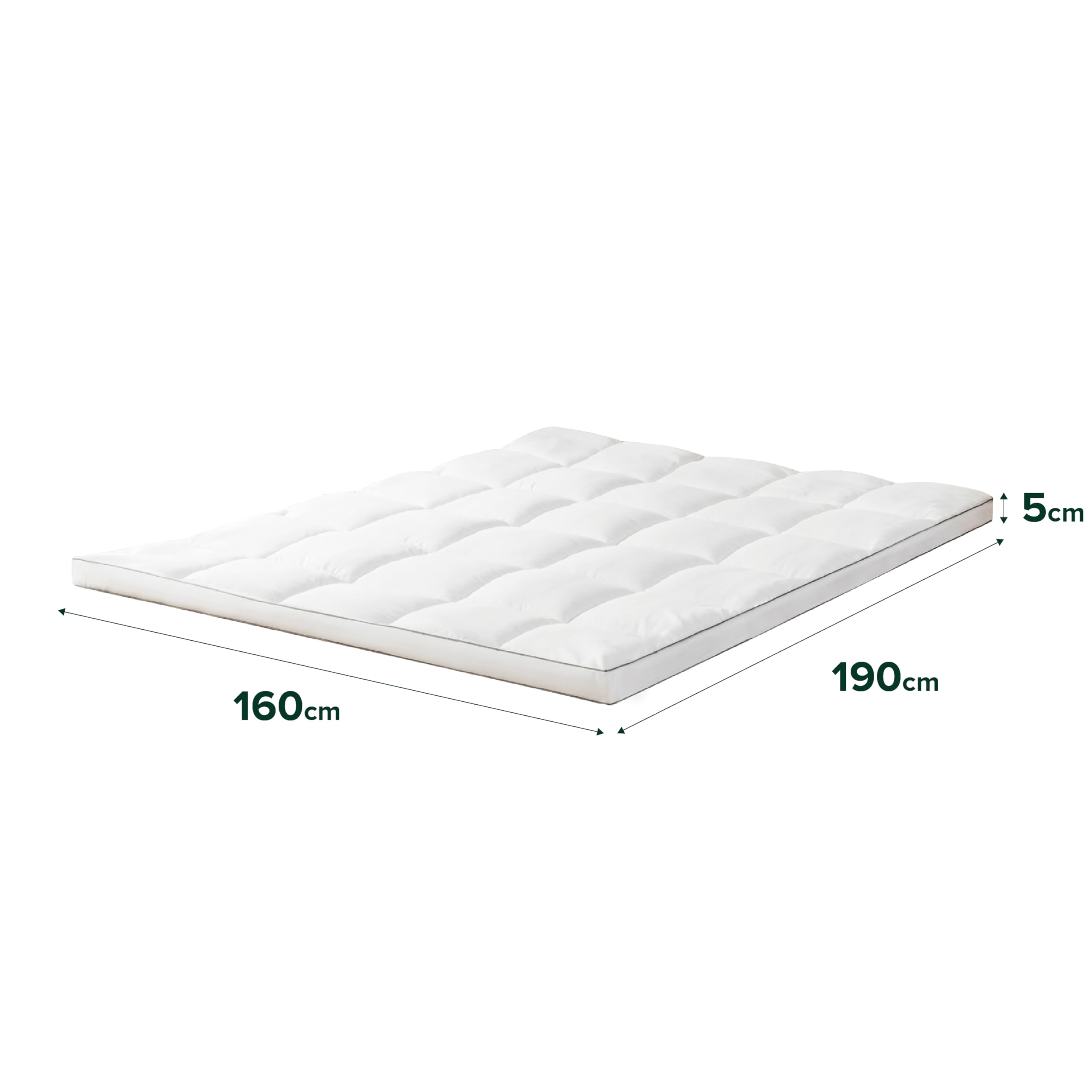 Zinus Topper Matrimoniale 160x190 cm, 5 cm Coprimaterasso Trapuntato in Bambù, Rivestimento Morbido, Traspirante, Ipoallergenico, Housse Lavabile in Lavatrice
