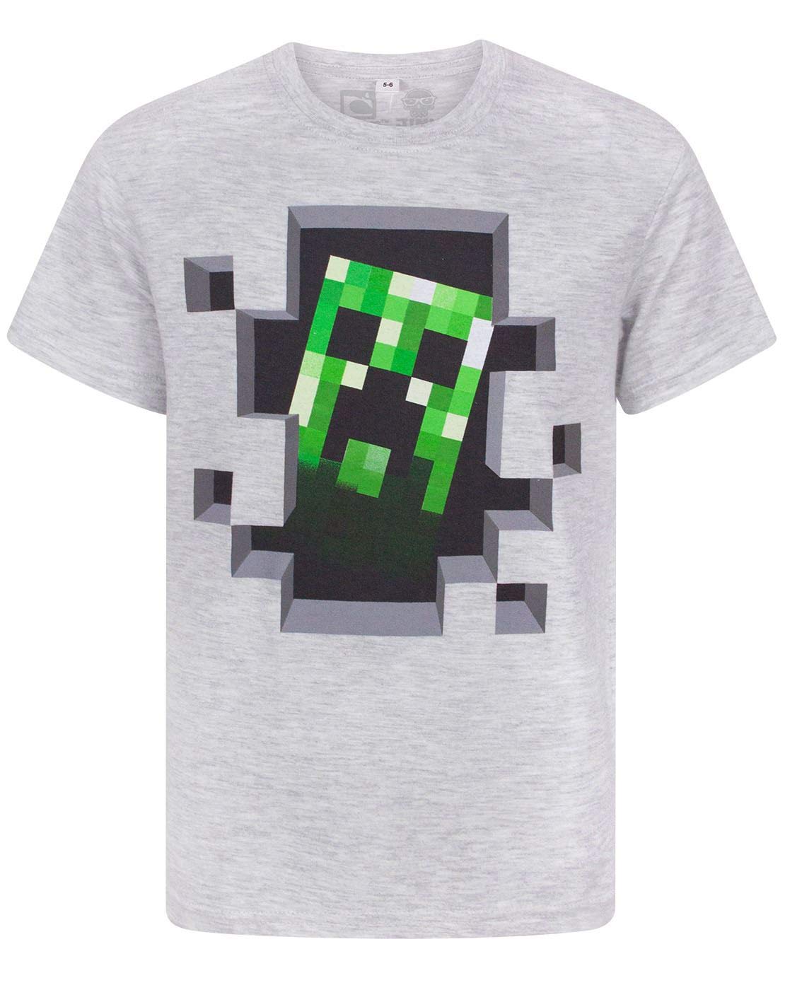Vanilla Underground Boys Multicoloured Minecraft Grey Creeper Short Sleeved T-Shirt (5-6 Years) Size 5-6 Years