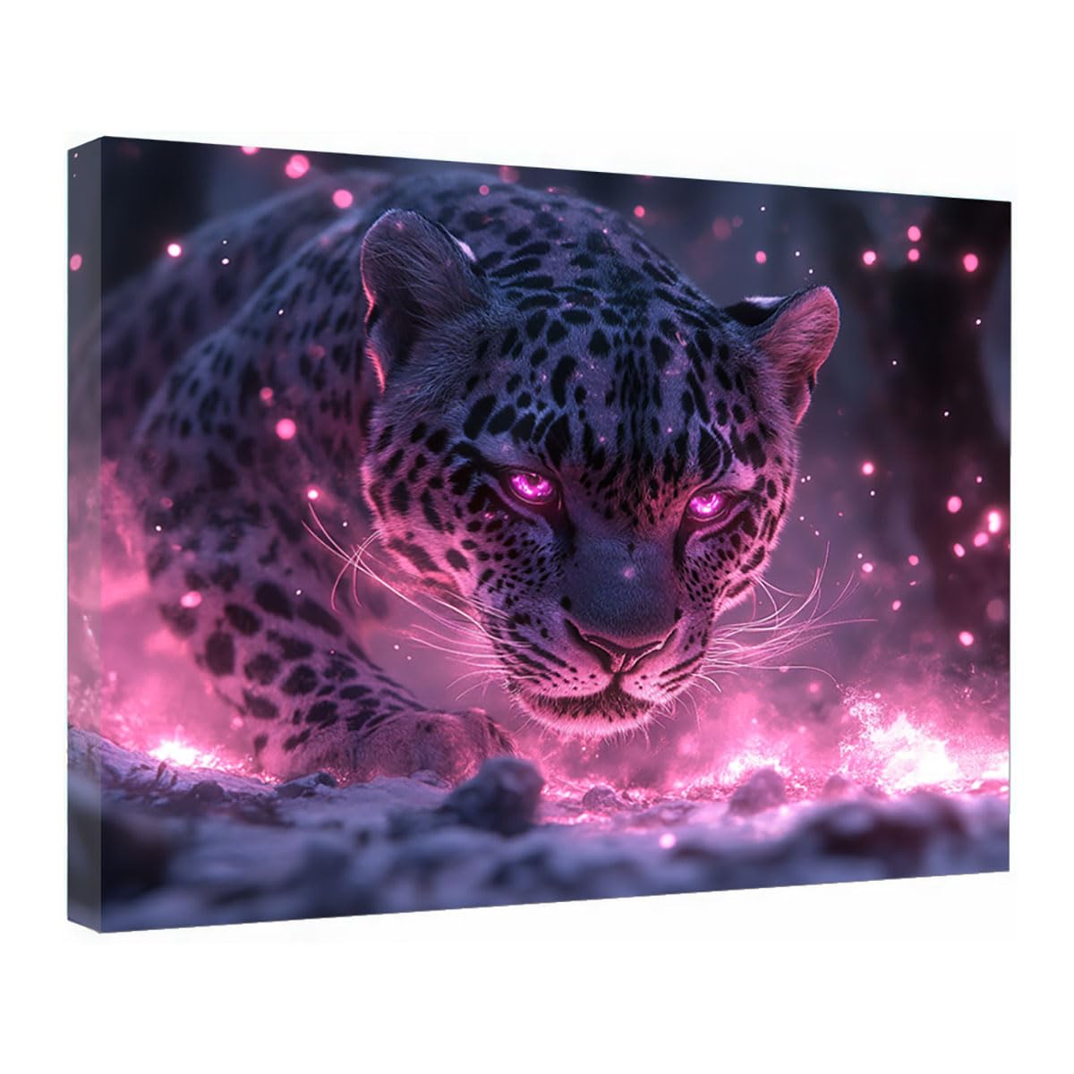 TZKRWRH Cheetah Wall Art Print Jungle Animal Decor Jungle Leopard Leopard Prints, Animals Portrait, Jungle Poster, Funny Paintings Bathroom(Purple 46)-80x120cm Framed