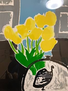 Amazon.co.jp: 真作保証三岸節子「黄色い花」リトグラフ 直筆