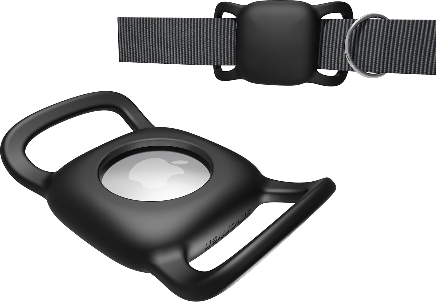 Smartish Dog Collar Holder for AirTag - Snitch 2 Pack for Apple Air Tag Case for Cat, Dog, or Pet Collars [Fits .5"-1.25" Collars] Light and Durable Protective AirTags Cover with Slide-On Loop - Black