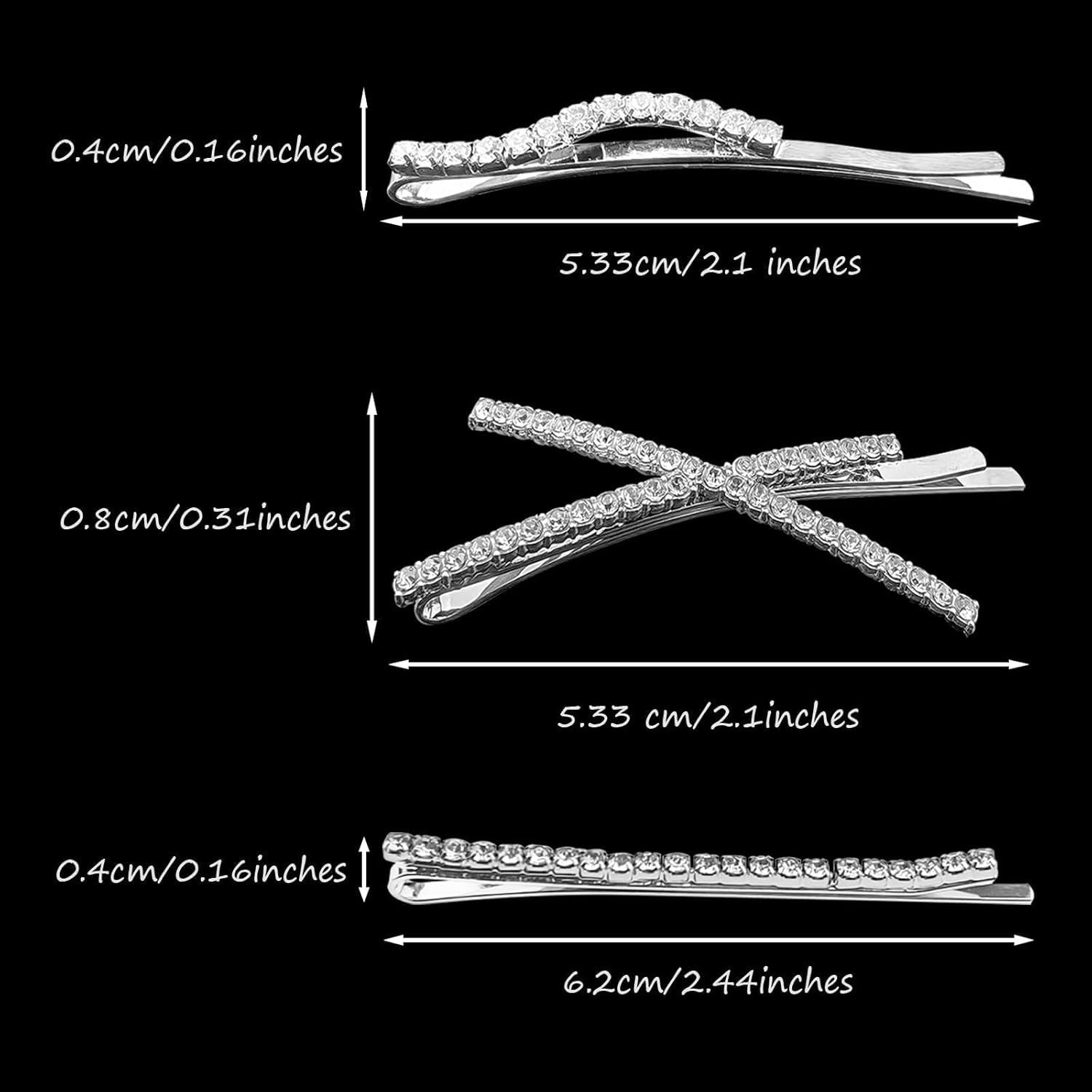 6 Pieces Delicate Bridal Hair Clips, Rhinestone Leaf Wedding Hair Pins, Crystal Bobby Pins, Silver Elegant Hairpins Jewelry Accessories Barrette for Brides Bridesmaids Flower Girls - Image 3