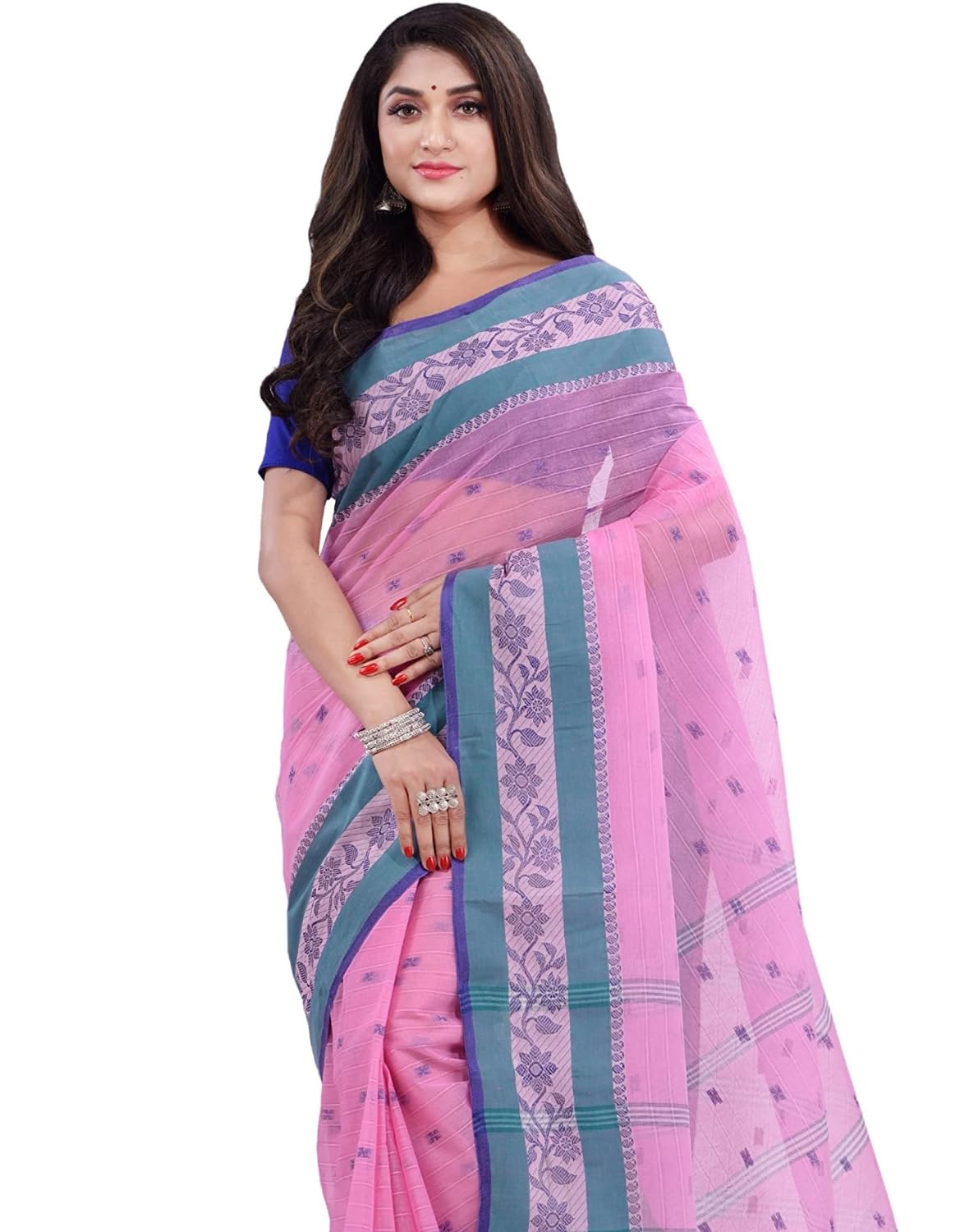 db desh bidesh Women`s Traditional Tant Pure Cotton Handloom Saree Woven Sudarshana Designer Without Blouse Piece-picture-46