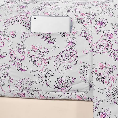 Elegant Comfort Luxury Soft Bed Sheets Paisley Pattern - 1500 Premium Hotel Quality Microfiber Softness Wrinkle and Fade Resistant (4-Piece) Bedding Set, Twin/Twin XL, Paisley Purple