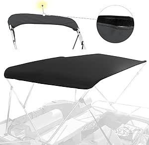 Bimini Top Replacement Canvas With Storage Boot - 6' Length, 54-60" Width, Waterproof 900D Fabric, Zipper Sleeve, Light Hole