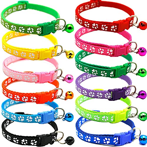 PSK PET MART Set of 2, Pet Supplies Patch Collars Dogs Cats Bell Collars Single Footprint Cat Buckle Collars (Multi-Color) (B09TFJ9GW7) Amazon Price History, Amazon Price Tracker