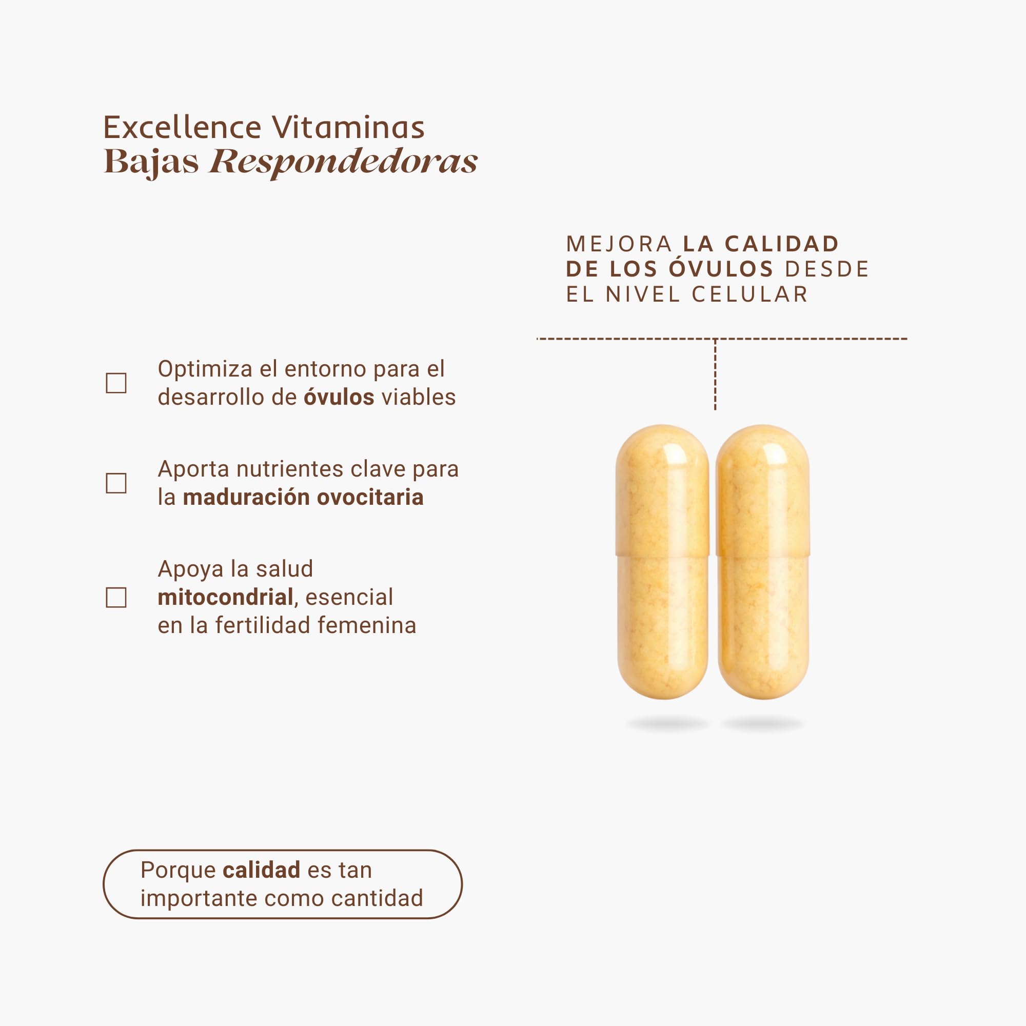 Excellence Bajas Respondedoras – Fertilidad Femenina para Baja Reserva Ovárica – Folato, Resveratrol, Salvia, Ácido Alfa Lipoico – Suplemento Antioxidante – 60 Cápsulas