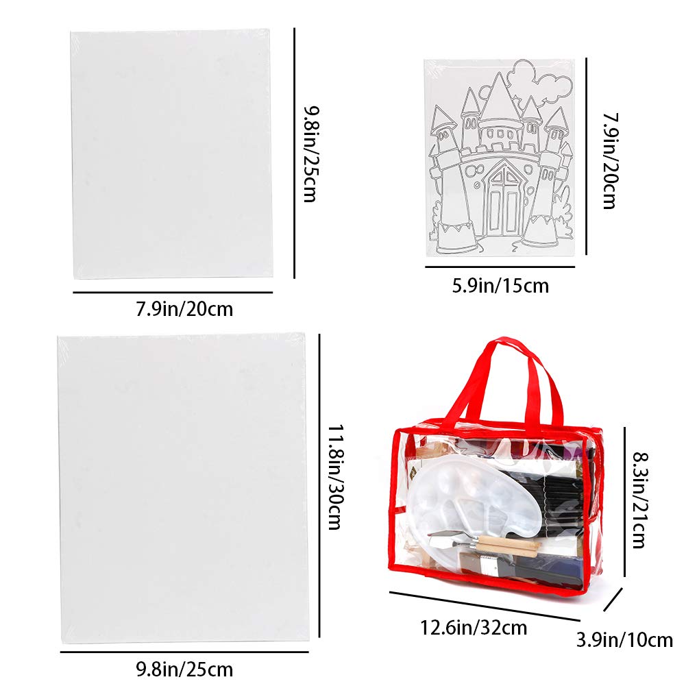 HOTOOLME - Acrylic Paint Set di colori acrilici per bambini, con 24 colori acrilici, cavalletto in legno, tela, pennelli, palette e custodia, set completo per dipingere per ragazzi e ragazze