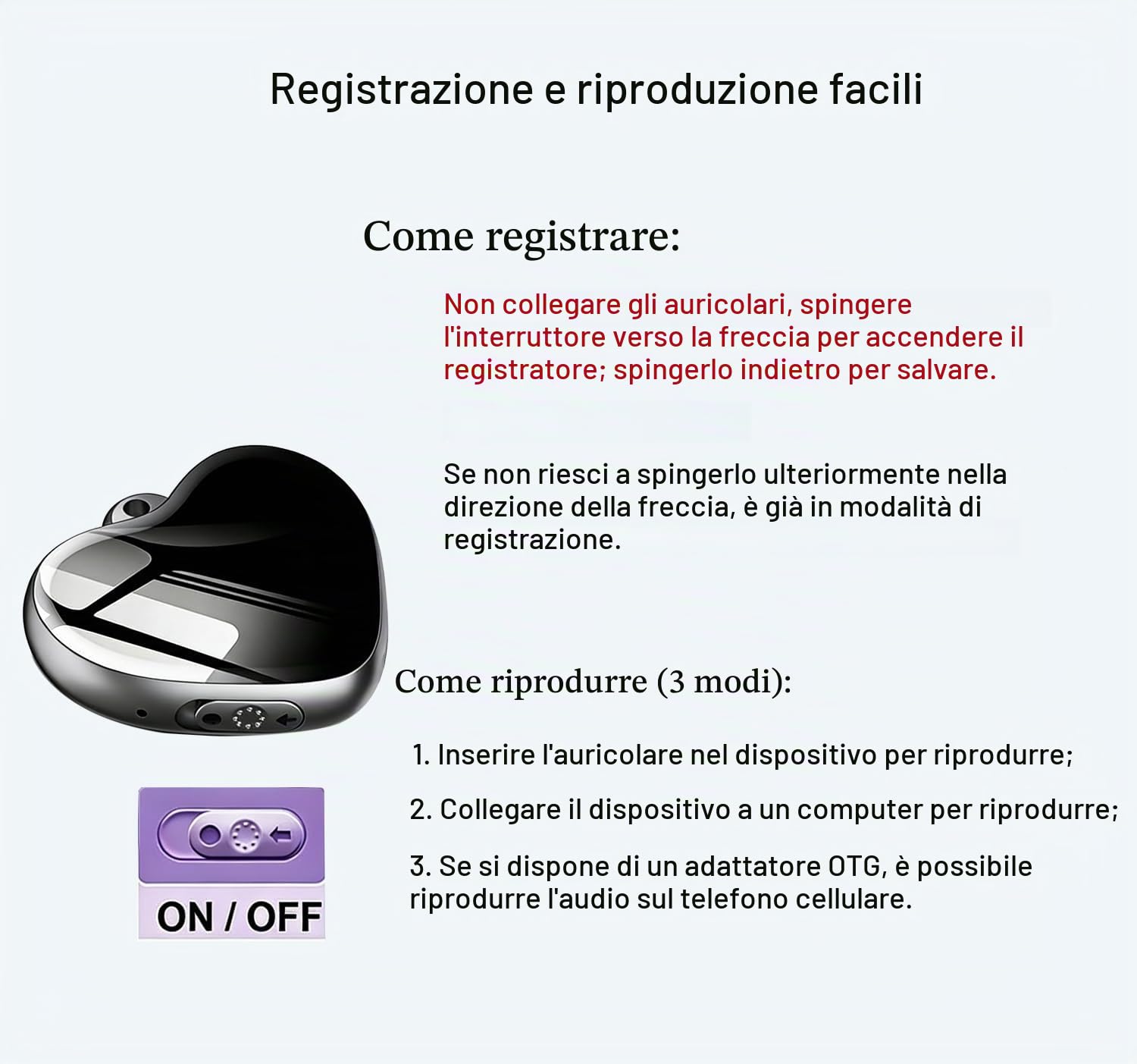 Registratore Vocale Portatile Registratori Vocali Digitali Registratore Vocale con Attivazione Vocale Mini Registratore di Audio Piccolo Collana Portachiavi Pendente Registrazione Audio