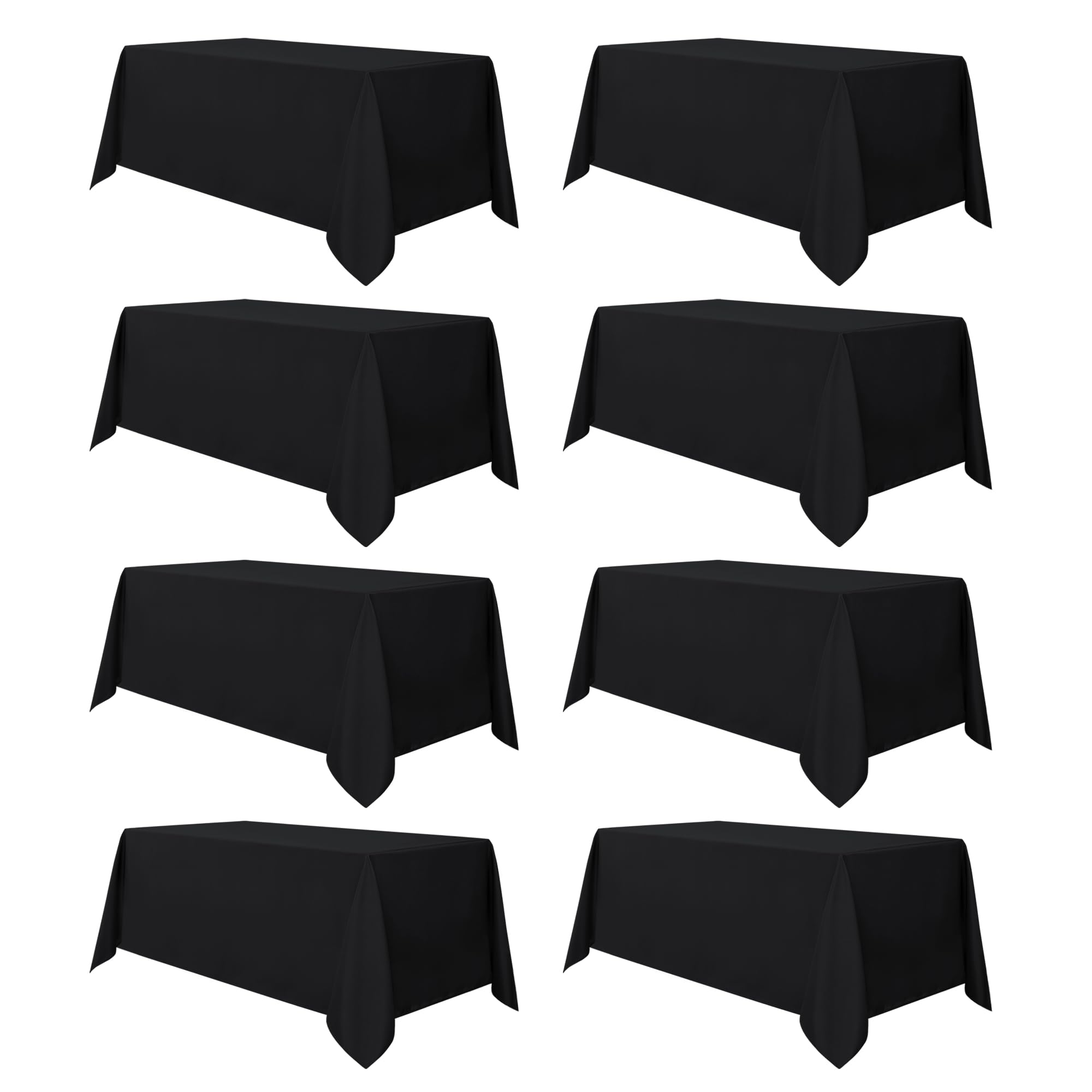 sancua 8 Pack Black Tablecloths 90x132 Inch for 6 Feet Rectangle Tables