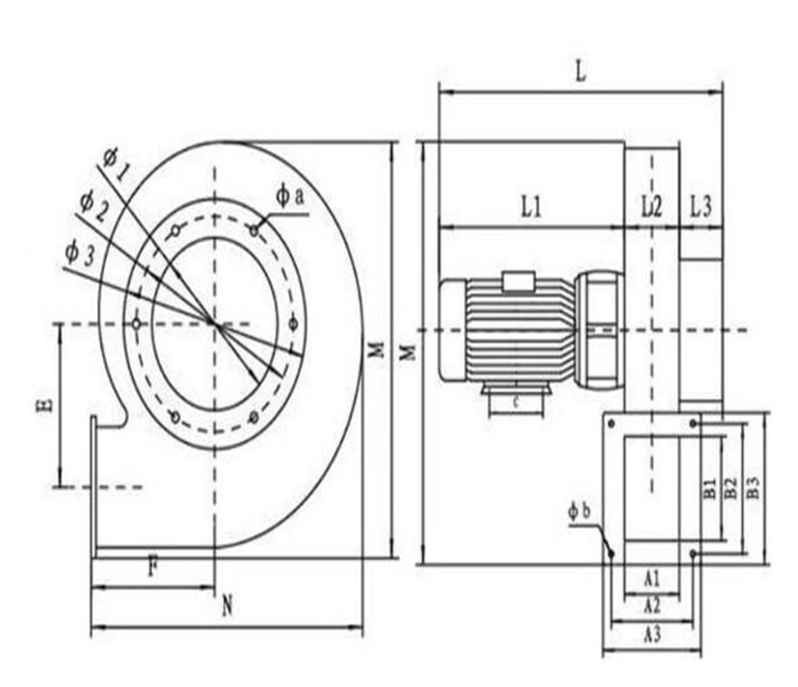 Soplador centrífugo Caldera de bajo Ruido Alta Temperatura monofásica 1.1KW, Ventilador enfriamiento centrífugo con Tiro inducido