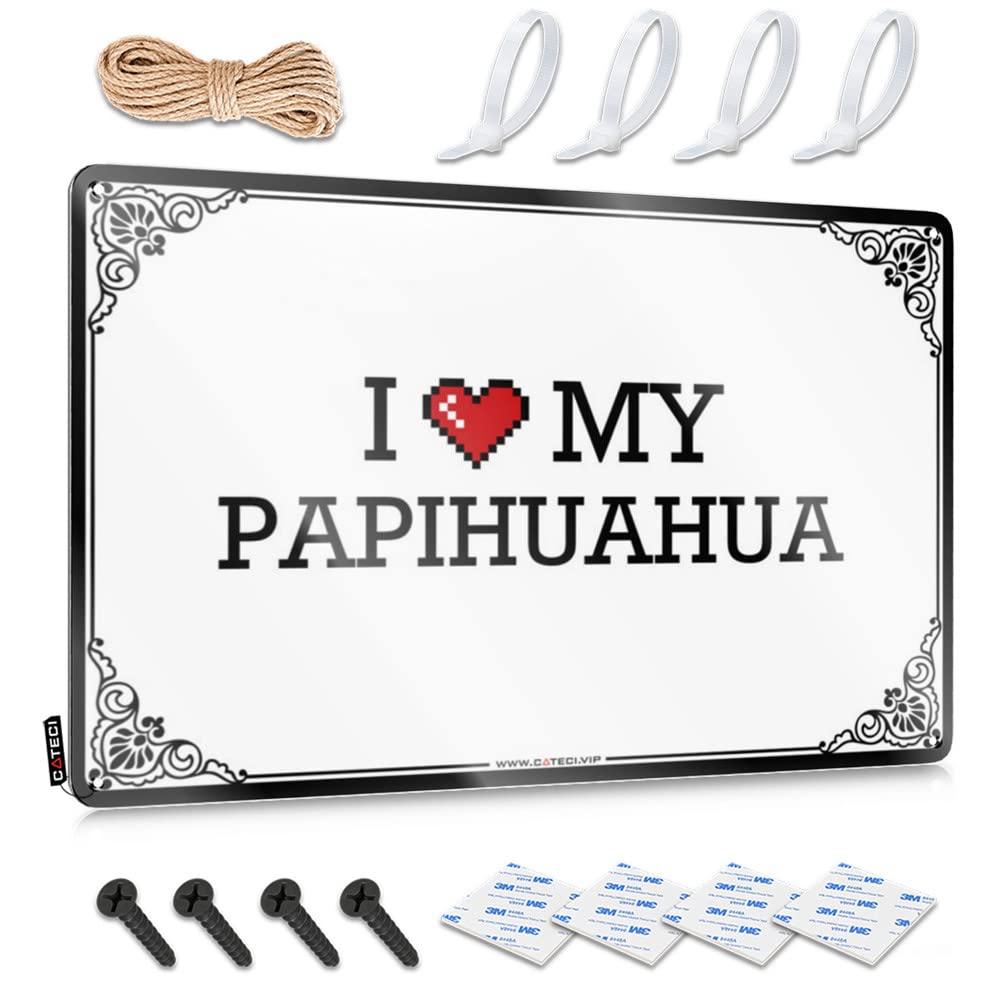 Fzfn Colour Metal Wall Decoration Man Cave Decor Wall Decor | I Love My Papihuahua Aesthetic For Yard Home(30X40cm)