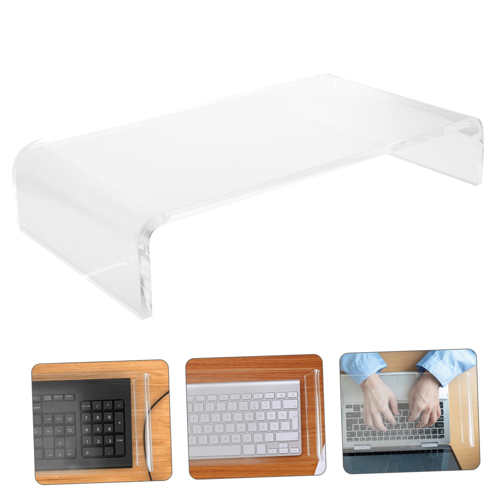 Supporto Rialzato per Tastiera in Acrilico Trasparente Copertura, Protezione Anti-ponte per Computer, Custodia Versatile per Ufficio e Casa, Base Salvaspazio Rimovibile