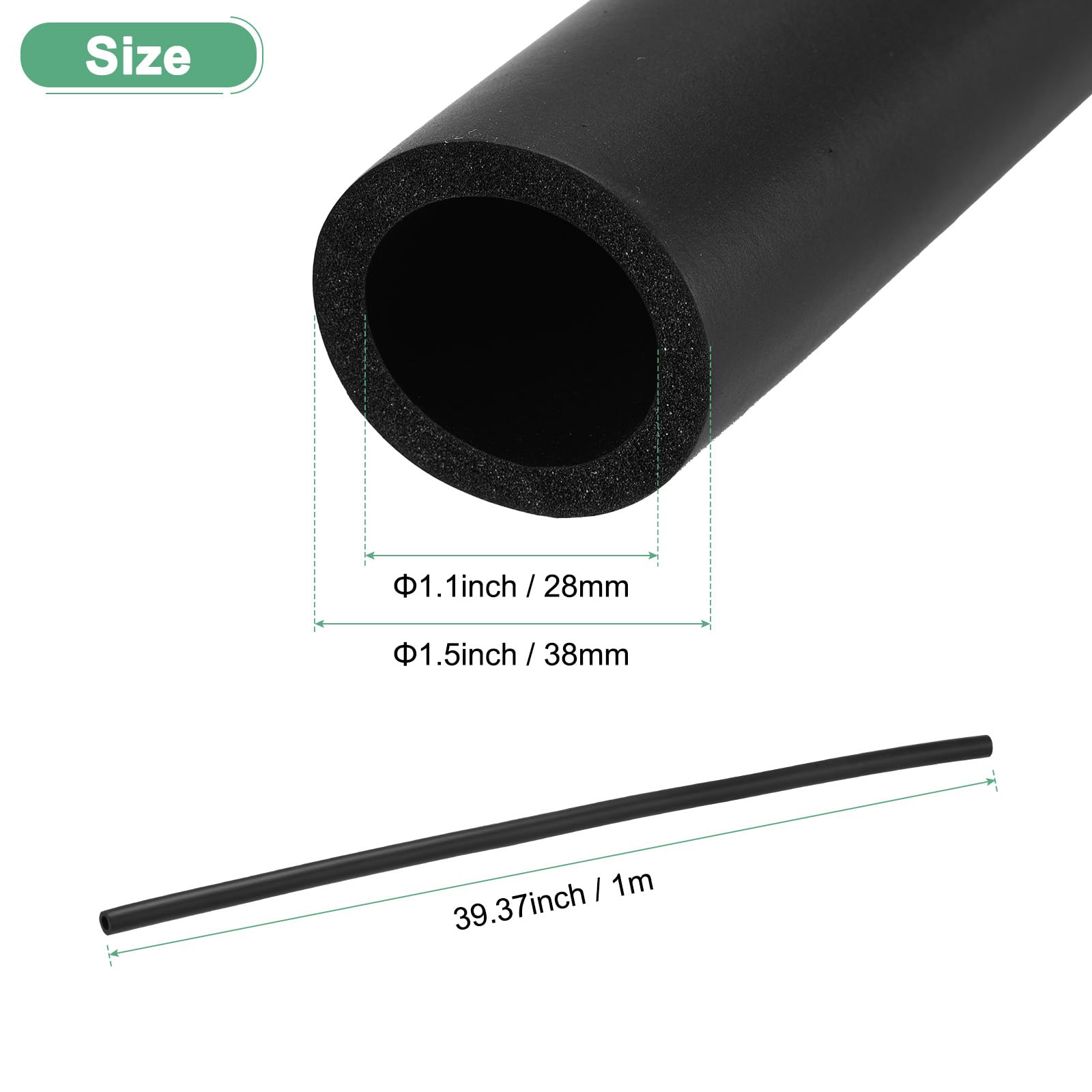 M METERXITY Pipe Insulation Tube, 28mm 1-1/8" ID 38mm OD 3.3Ft 1m Length - Image 3