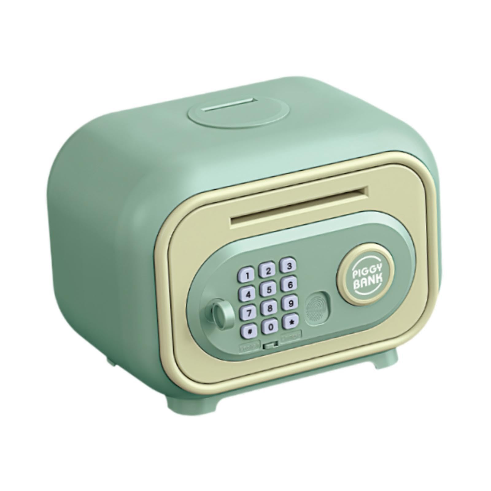 kowaku Hucha Electrónica para Niños con Función de Enrollado Automático de Billetes Caja Fuerte con Contraseña Personalizable Banco de Monedas Decorativo Mat, Verde, Individual