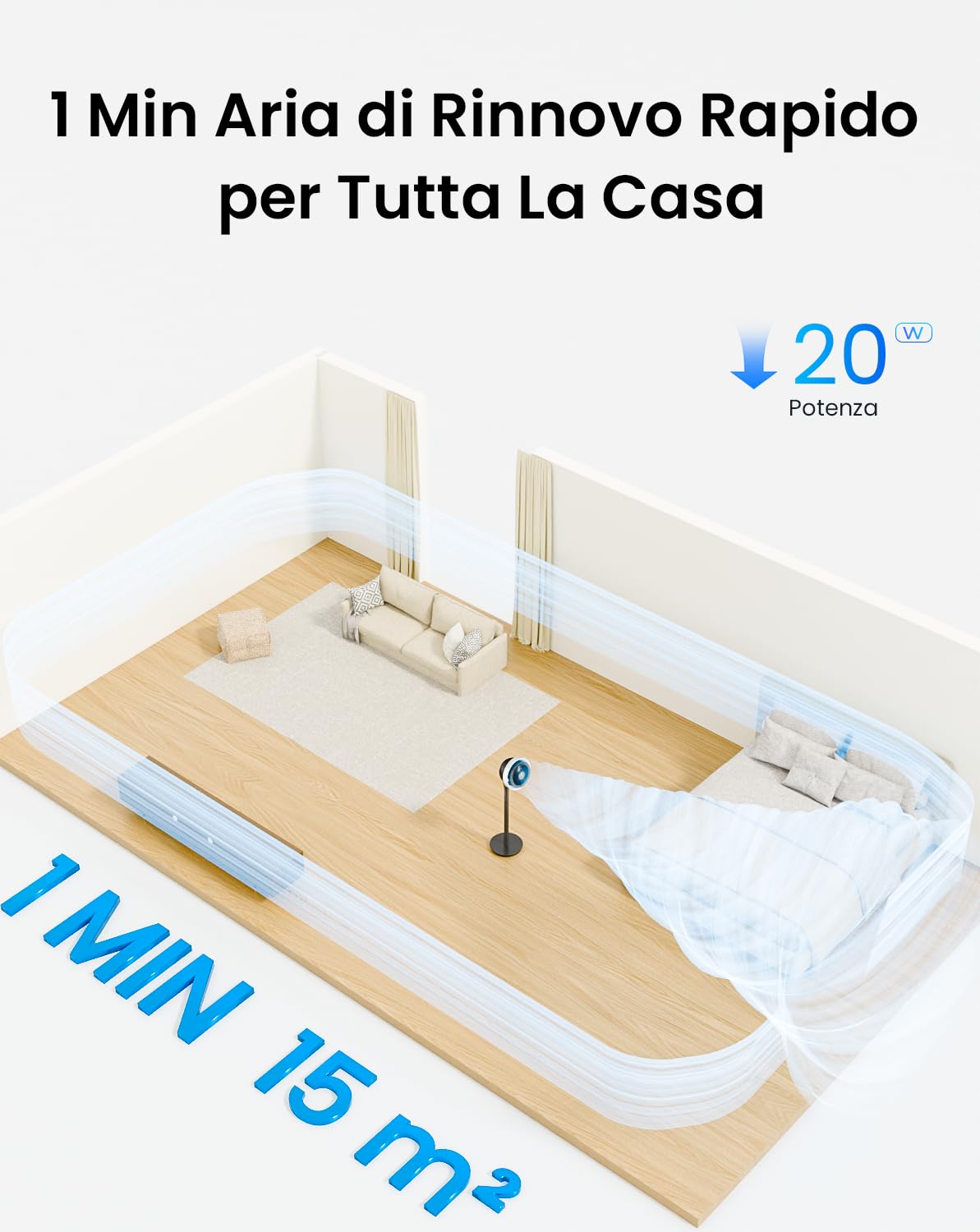 AIRMATE Ventilatore a Piantana con Luce, Ventilatore di Circolazione dell'Aria, Ventilatore Silenzioso a 16 Velocità, Venti da Uragano, 120°+90° Oscillazione, Timer 12H Ventilatores con Telecomando