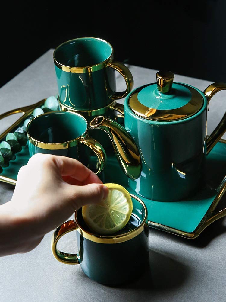 Zestaw filiżanek do espresso, kubki do kawy, herbata ceramiczna Nordic Phnom Penh zielona taca na filiżanki naczynie na wodę dekoracja barowa artykuły