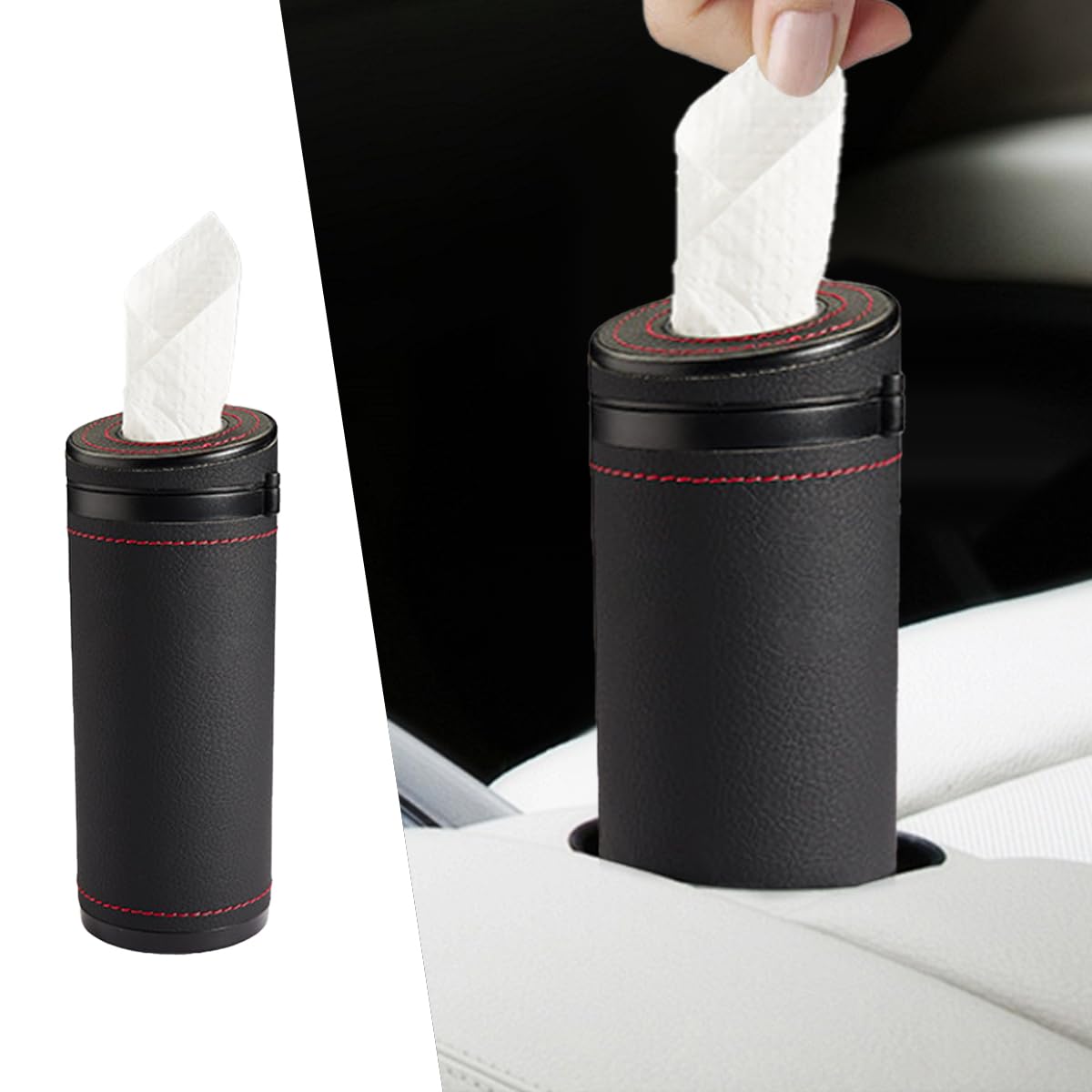 LAINLOY Car Tissues Holder, Multifunctional Tissue Cylinder Boxes, Car Tissues Canned, Travel Tissue Tubes, Car Box Container Fit for Car Cup Holder Home Bathroom Office (Black)