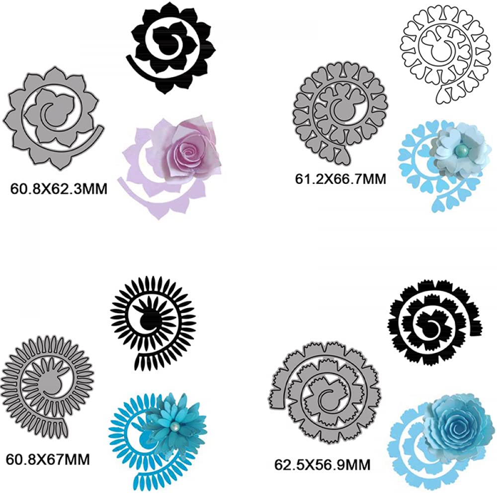 8 fustelle in metallo a spirale con fiori 3D per realizzare biglietti, scrapbooking, goffratura,stencilstencil per progetti artistici,artigianato in metallo, per lavori di artigianato di carta