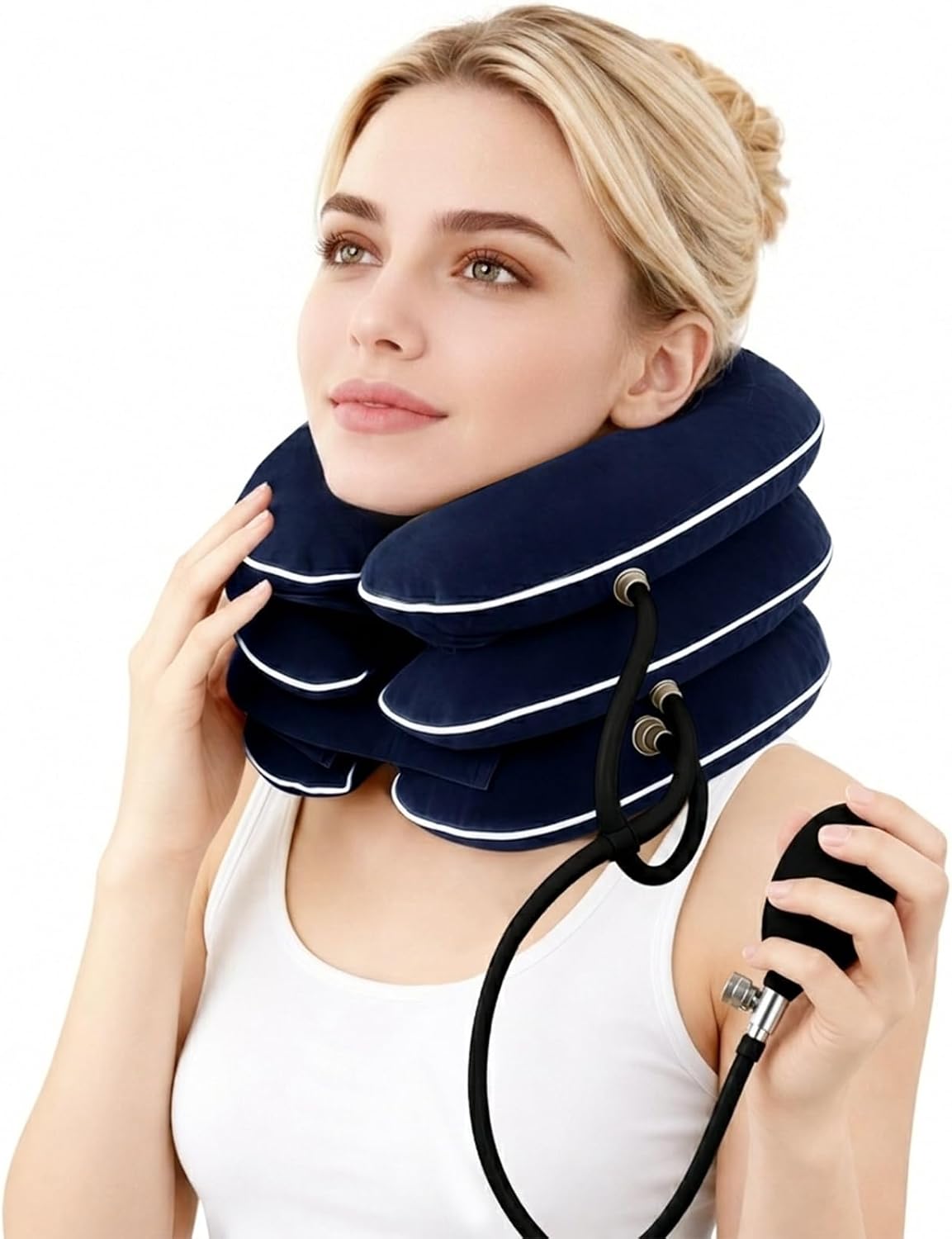 Inflatable Cervical Neck Traction Device for Home Use Neck Pain Relief, Adjustable Neck Stretcher Collar with TPU Liner Inflatable Neck Support for Relaxation & Muscle Tension Relief