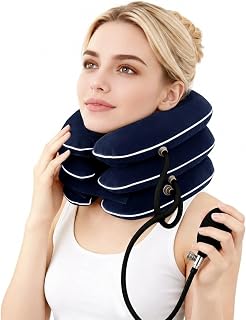 Inflatable Cervical Neck Traction Device for Home Use Neck Pain Relief, Adjustable Neck Stretcher Collar with TPU Liner Inflatable Neck Support for Relaxation & Muscle Tension Relief
