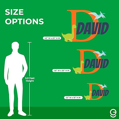 Miniatura 4 de EGD Calcomanías de pared de dinosaurio con nombre y letra inicial de fuente múltiple, decoración de dormitorio de dinosaurio para niños o niñas,