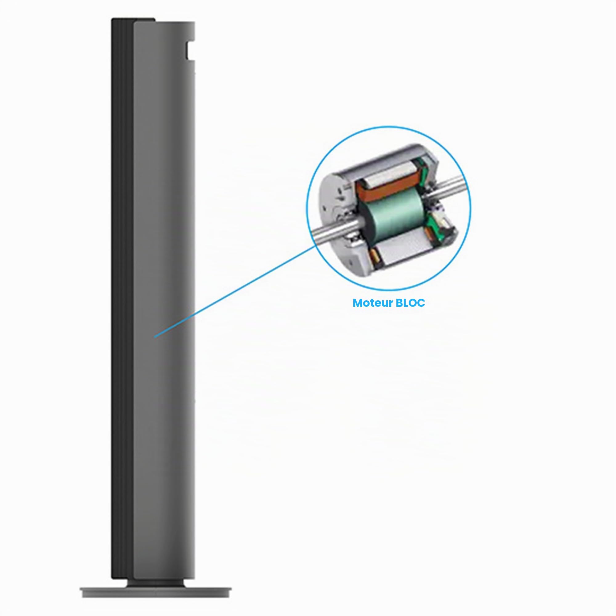 Clean Air Optima CA-407G Smart - Ventilateur tour de luxe - Débit d'air jusqu'à 500m³/h - Oscillation 90º - Filtre anti-poussière pour un air pur et frais - Commande smartphone