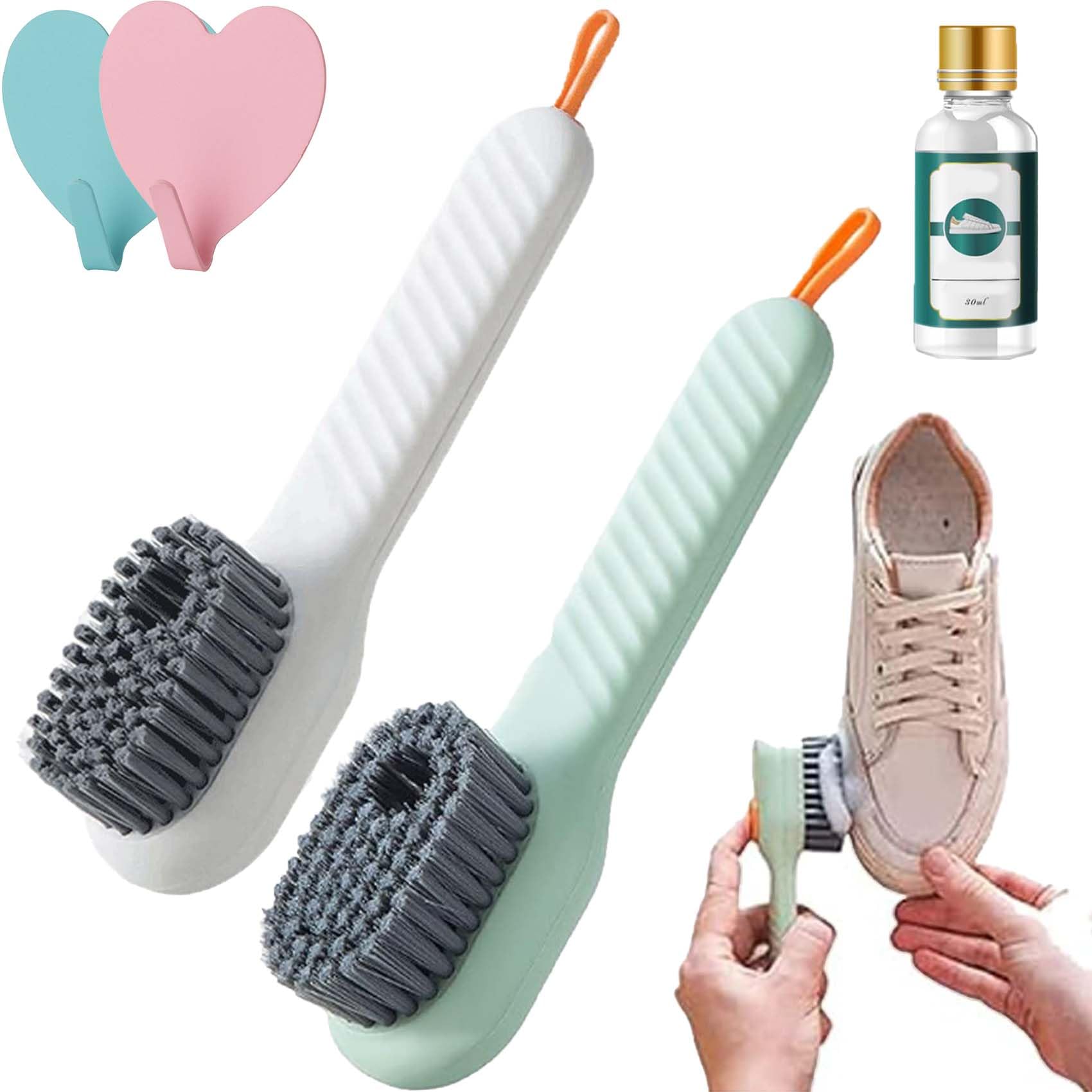 Spazzola per scarpe, Spazzola Multifunzione 2 in 1 con Dosatore Sapone Multicolor(2pcs)