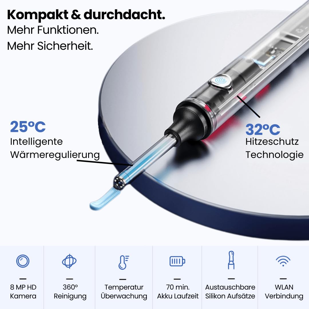 miluna pro - intelligenter ohrenreiniger mit hd-kamera Intelligenter Ohrenreiniger mit HD-Kamera – Effizienter Ohrenschmalz Entferner und Ohrenschmalz-Sauger für eine gründliche Ohrenreinigung