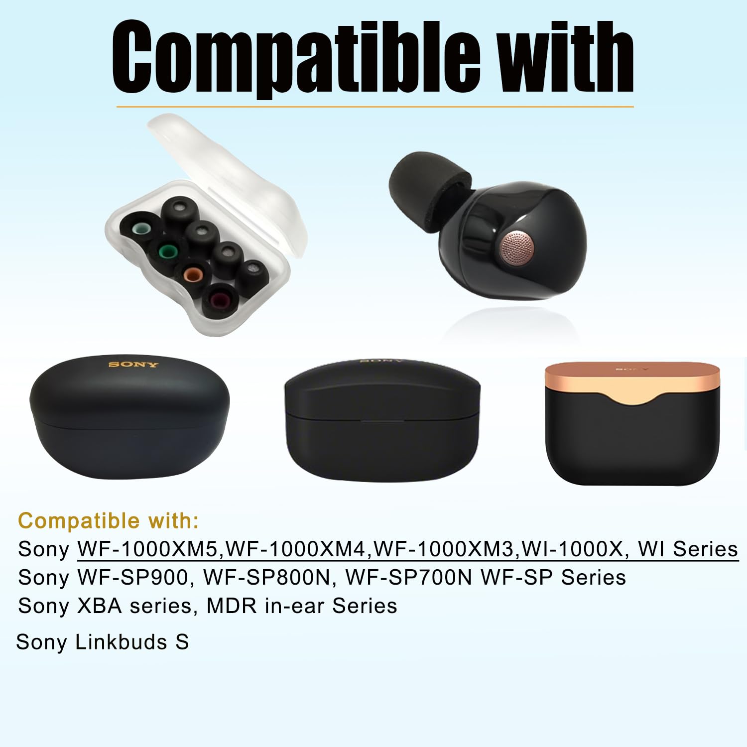 Amazon.com: Memory Foam Ear Tips for Sony WF-1000XM5/XM4 with