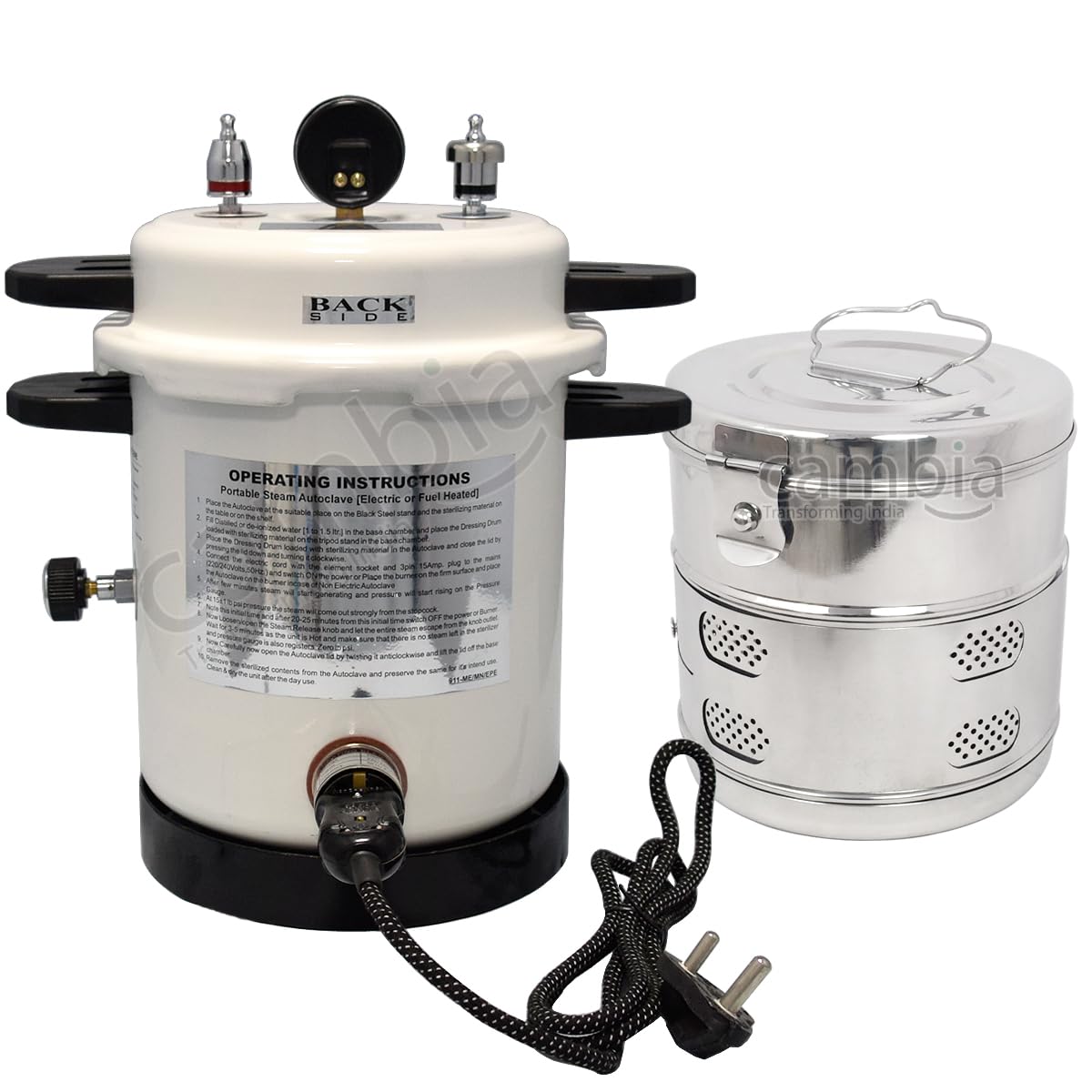 Cambia Autoclave Aluminium Electric Epoxy Coated (Capacity 10 Ltr, Size 9"x11") With Dressing Drum 8"x8" (B08MXS25TF) Amazon Price History, Amazon Price Tracker