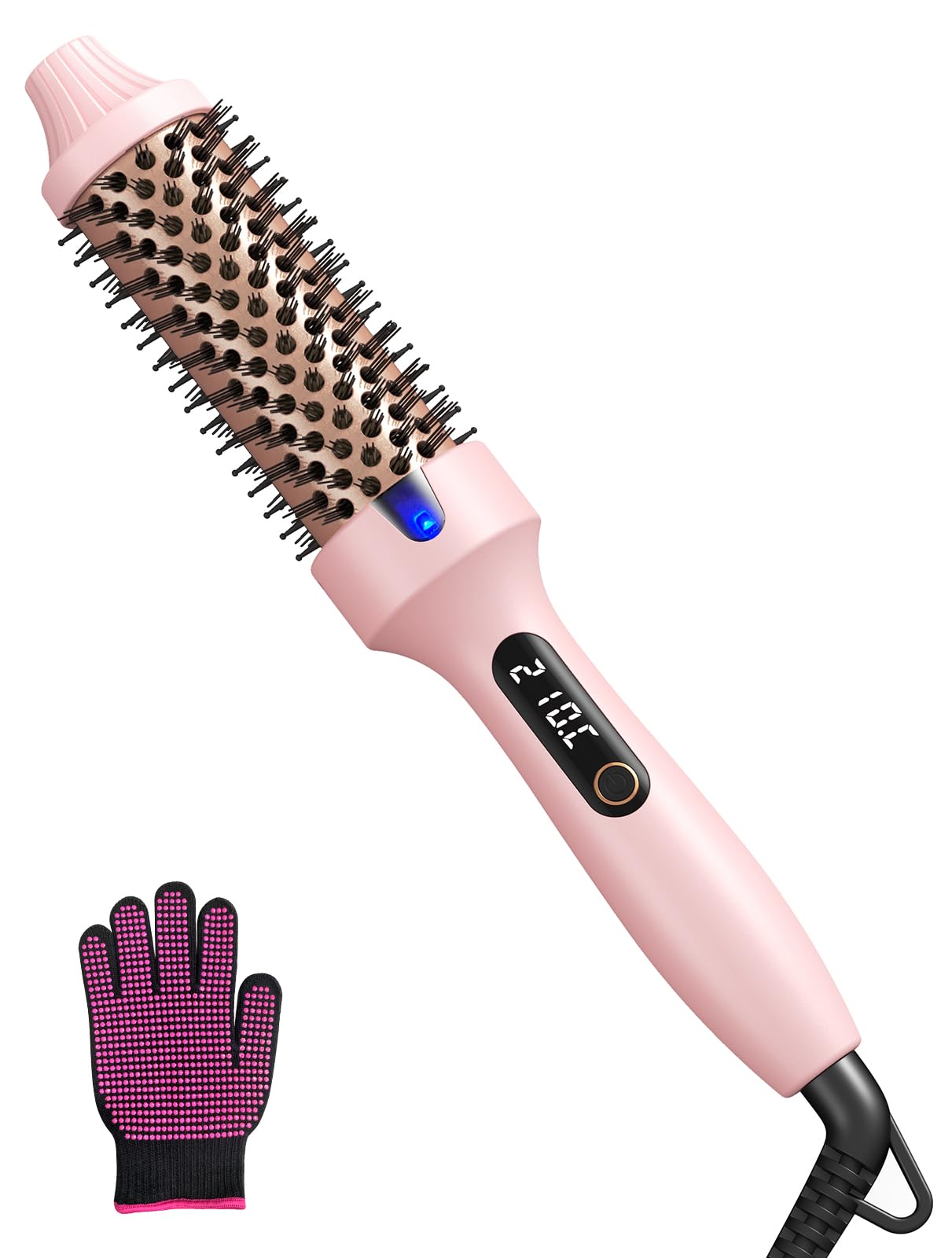 Haokoo Brosse Chauffante Ionique 38 mm – Lissage & Boucles, Volume, 6 Niveaux de Température