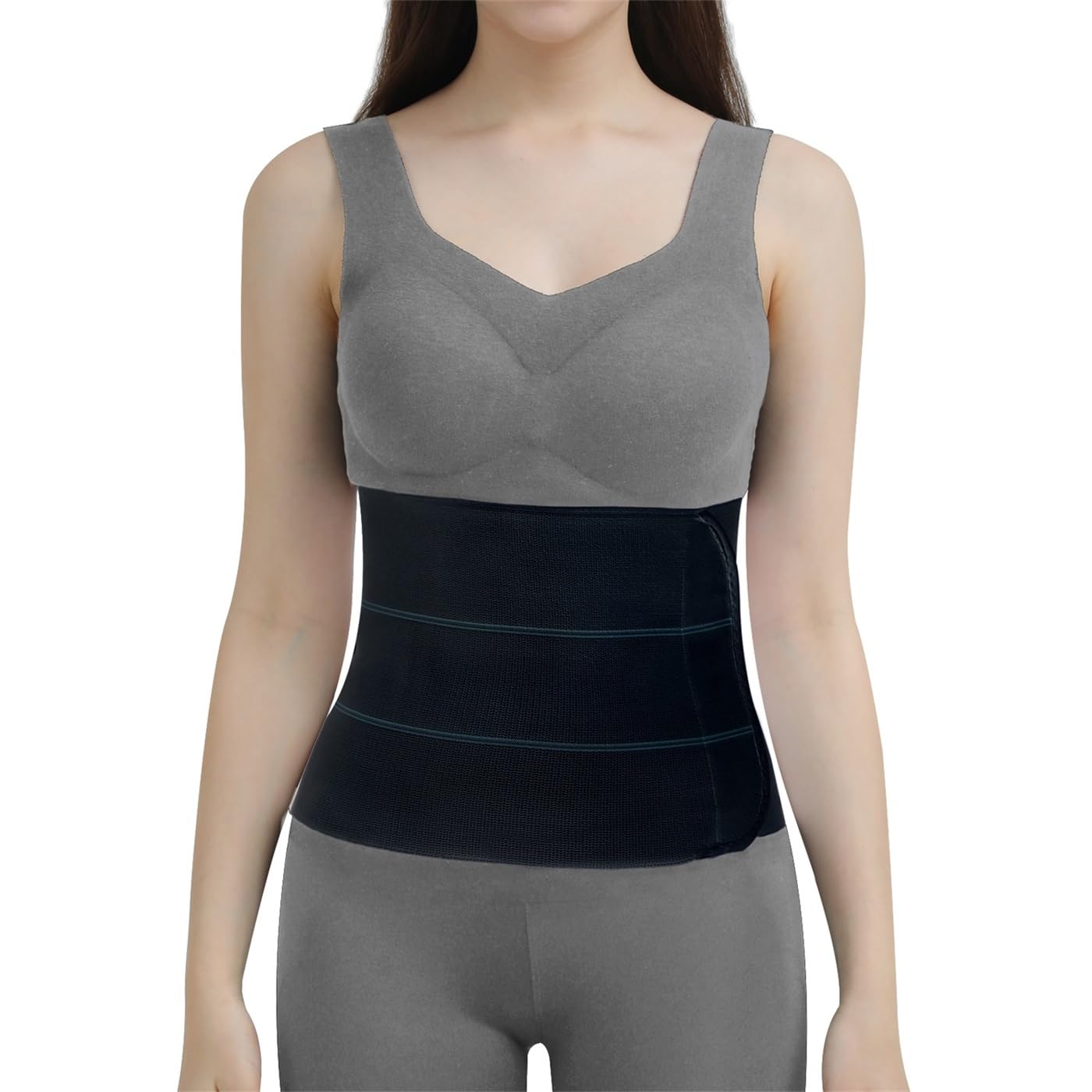 Abdominal Binder Post Surgery Tummy Tuck Belt, Compression Stomach Wrap Belly Band, Skin Friendly, Breathable - (60" - 75") 3 Panel - 9" BLACK