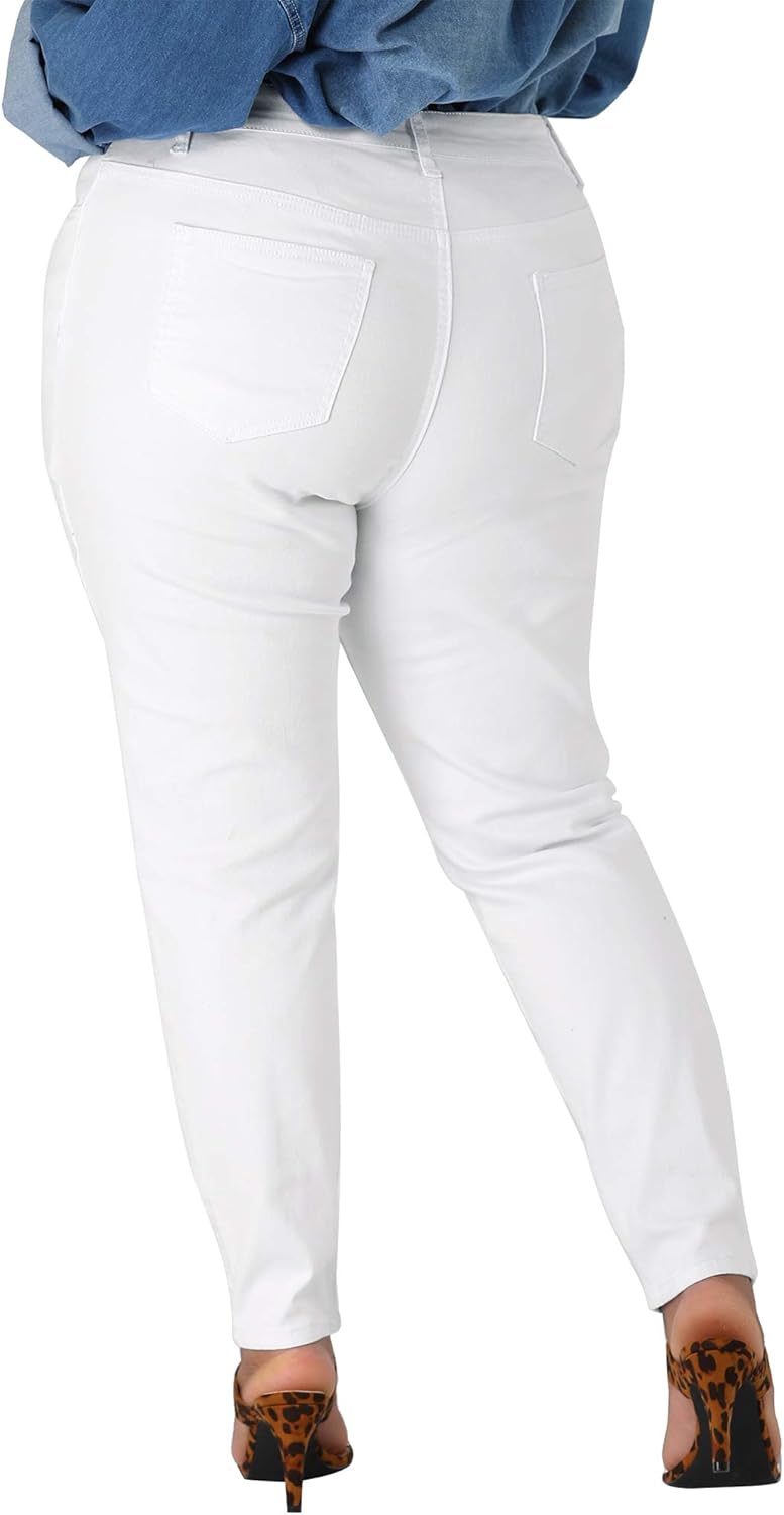 Agnes Orinda Women's Plus Size Jeans Washed Stretchy Skinny Jean Classic High Rise Casual Jeggings Denim Pants - Image 5