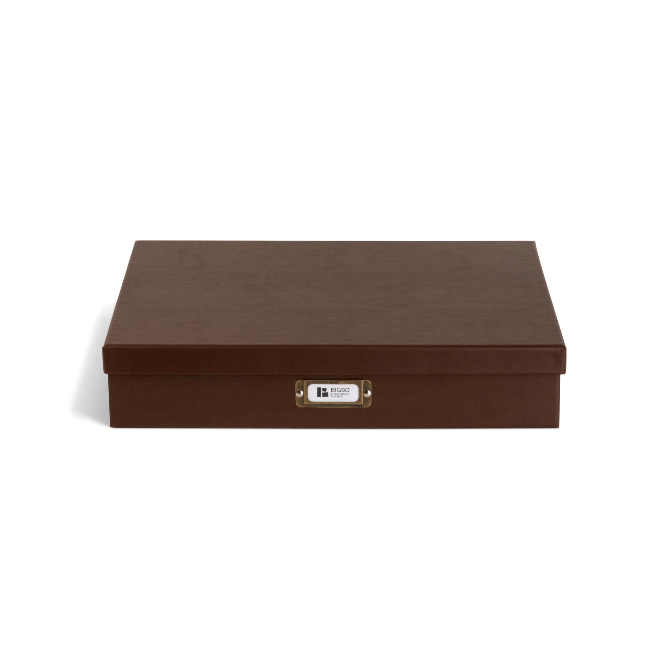 BIGSO SVERKER A3 Document Box - Storage Box with Lid and Handle - Desk Tray for Documents, Sketches & Documents - Archive Box Made of Recycled Fibreboard and Paper - Recycled Leather