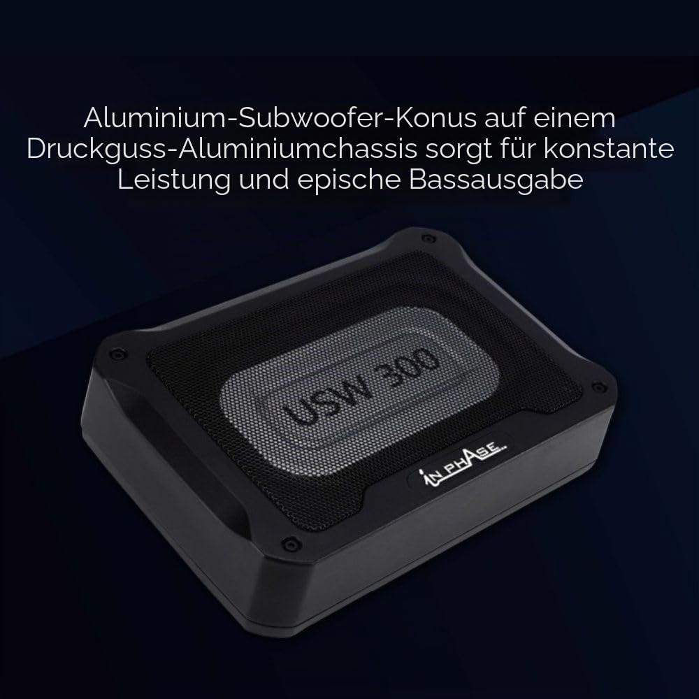 In Phase USW300 300 W Untersitz Subwoofer Auto Set - Auto Subwoofer Aktiv - Underseat aktiver subwoofer, Black