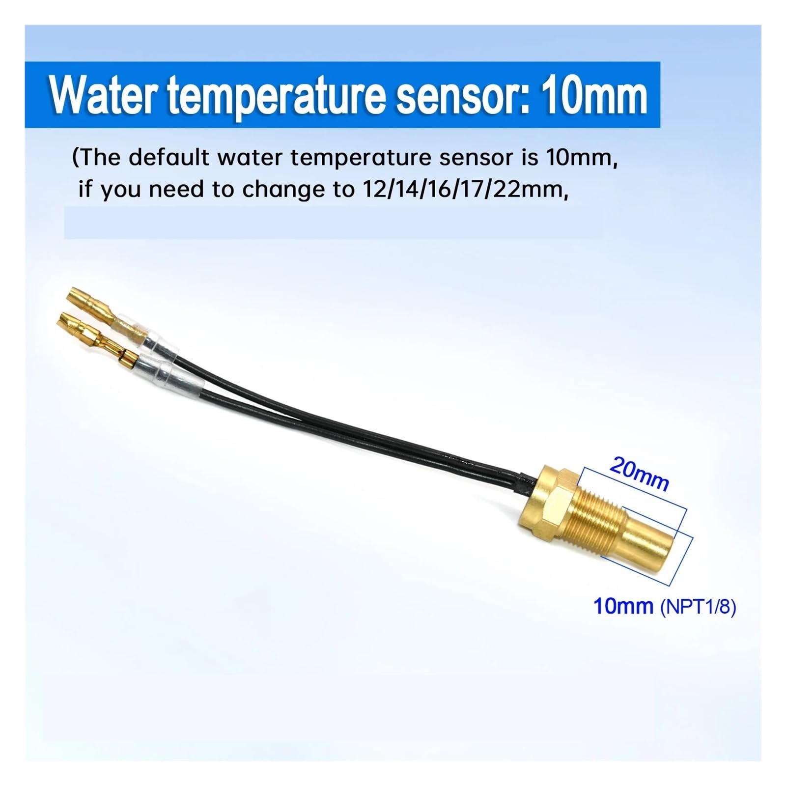 AD 2 En 1 LCD Indicador De Temperatura De Agua del Coche Sensor De Temperatura del Agua 10mm Medidor Voltímetro Voltaje Digital Horizontal 12v 24v Accesorios