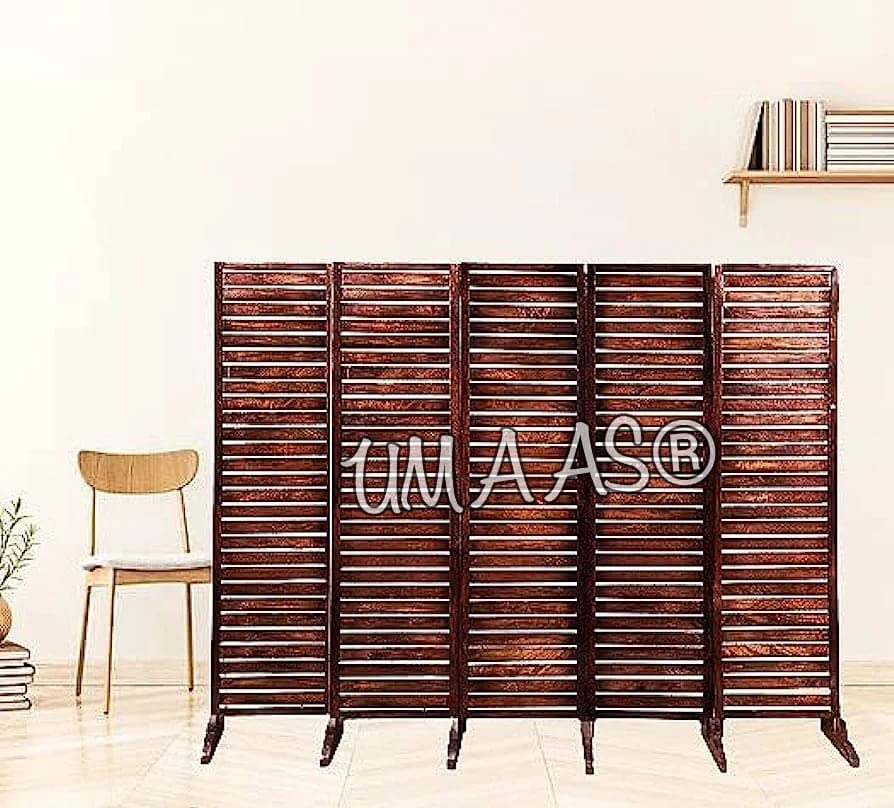 Unique Wooden Handicrafts® Room Partition for Apartments/Screen Separator/Wall Divider with Stand for | Bedroom | Office | Restaurant | Shop | Fatti Design partition 5 Panel with Stand/Legs-image-28