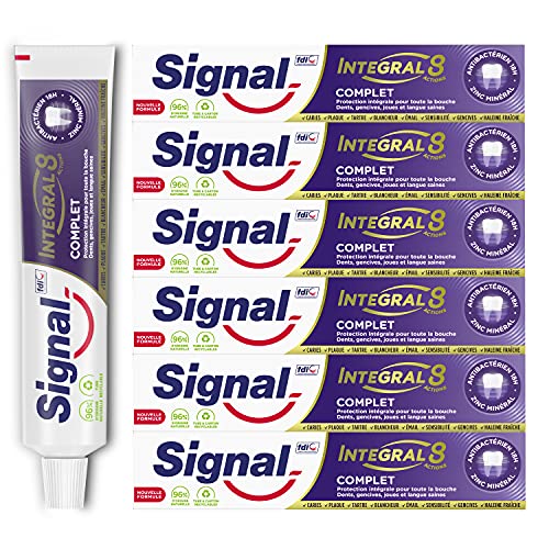 Toothpaste Integral 8 Complete Antibacterial, Anti-plaque action for 18 hours (Pack of 6x75ml)